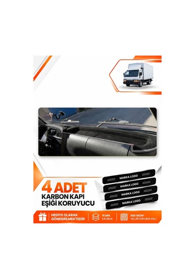 Mıtsubıshı Canter Fe639 1996-2005 Uyumlu Ön Torpido Koruma Kılıfı Halısı - Siyah Gri