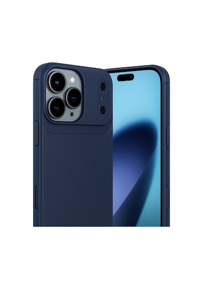 Apple iPhone  Uyumlu,  17 Pro Max Auto Focus Karbon Kapak - Lacivert