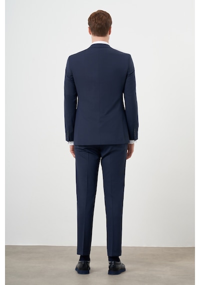 Morven Erkek Lacivert Yünlü Platinium 8-drop Slim Fit Sivri Yaka Takım Elbise Lacivert