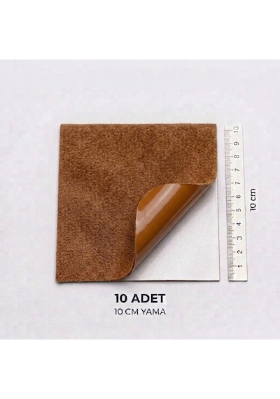 Halfart Kendinden Yapışkanlı Alcantara Tamir Yaması 10x10 Cm 10 Adet Süet Kumaş Deri Koltuk Araba Onarım Yaması Taba