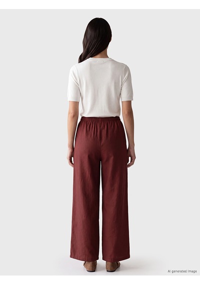 Lcwaıkıkı Classic Turuncu Beli Lastikli Geniş Paça Kadın Pantolon