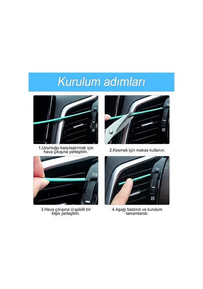 U Tip Geçmeli Havalandırma Nikelaj Şerit Çıta İnce 20cm 10 Parça Prizmatik Mavi
