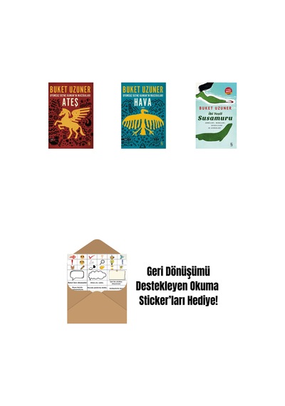 Uyumsuz Defne Kaman'ın Maceraları - Ateş + Uyumsuz Defne Kaman'ın Maceraları - Hava + İki Yeşil Su Susamuru Midi Boy + Okuma Sticker'ları