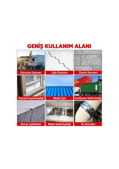 Tr 3 Adet Çatı İzolasyon Bandı 148 Mm 2 Metre Su Sızdırmazlık Geçirmezlik Yalıtım Çamur Tamir Çatlak Boru Ba