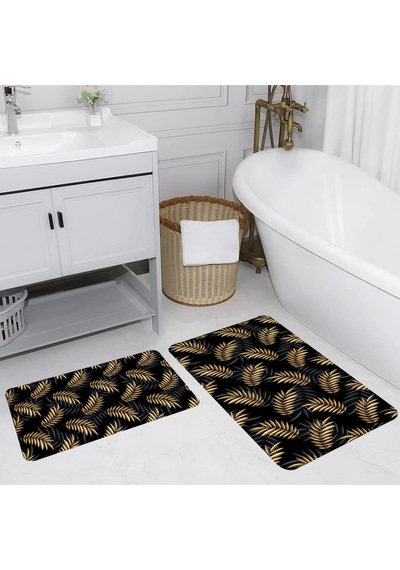 Rovigo Home Baskılı Kaymaz Taban 2 Li Banyo Paspas Takım Rvg5219-100X60-60X50 Çok Renkli