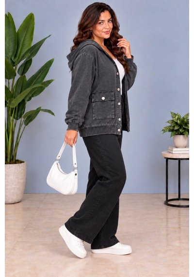 Cedy Denim Cedy -özel Tasarım Kadın Taş Ve Nakış İşleme Detaylı Düğmeli Kapüşonlu Sweat Hırka C7150 Antrasit Cedy Denim Cedy -özel Tasarım Kadın Taş Ve Nakış İşleme Detaylı Düğmeli Kapüşonlu Sweat Hırka C7150 Antrasit