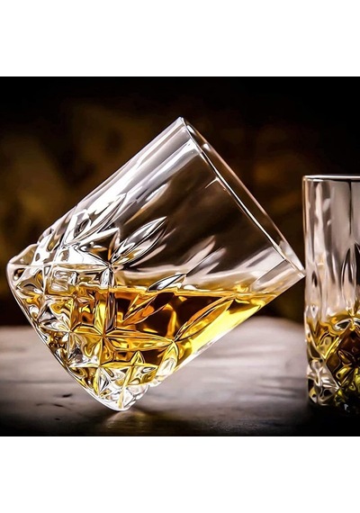 Eski Moda Viski Bardakları, 4'lü Set 2 Kristal Bourbon Bardağı, 2 Yuvarlak Büyük Buz Topu Kalıbı Hediye Kutusu Diğer