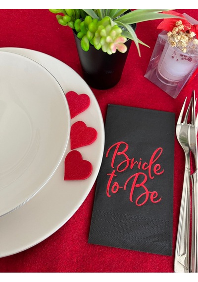 Kırmızı Yaldızlı Siyah Bride To Be Peçete 16 Lı