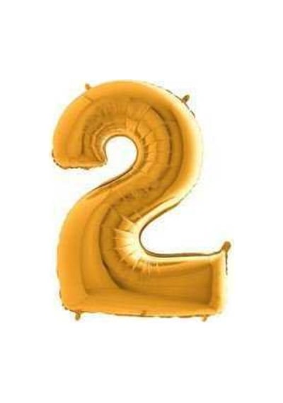 Gold Folyo Balon 16" İnç 40 CM 2 Iki Rakamı