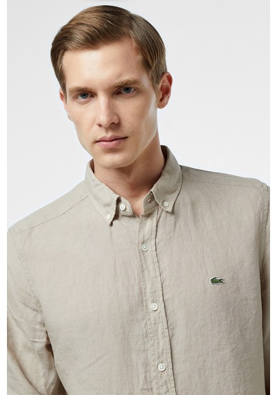 Lacoste Men's Regular Fit Button-down Collar Linen Shirt Erkek Düğmeli Yaka Keten Gömlek Bej Lacoste Men's Regular Fit Button-down Collar Linen Shirt Erkek Düğmeli Yaka Keten Gömlek Bej
