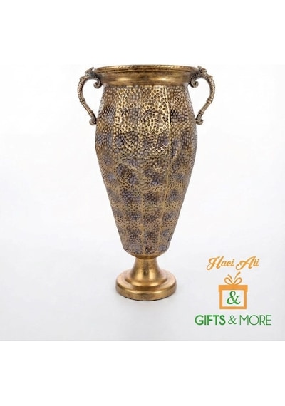 Metal Dekoratif Antik Gold Vazo 63 X 27 Cm Antika Altın