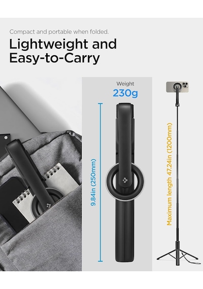 Lexroo Kablosuz Bluetooth Selfie Çubuğu Magsafe İle Uyumlu Uzaktan Kumandalı Tripod - Amp07659