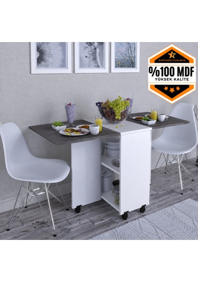 Braun Yemek Masası Çok Amaçlı Açılır Katlanır Beyaz - Gri