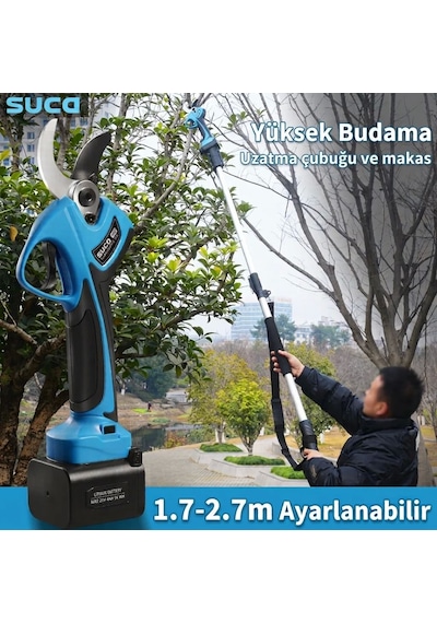 Suca Sc 8640a Led Göstergeli Uzatma Aparatlı Akülü Budama Makası 40 Mm