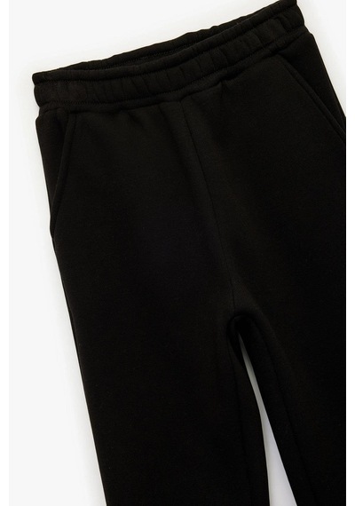 Koton Kız Çocuk Şardonlu Beli Lastikli Baskılı Basic Jogger Eşofman Altı SiYAH