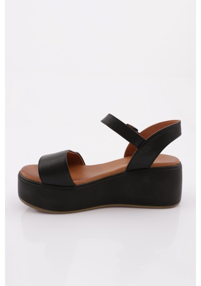 Dgn 6002 Kadin Kalin Taban Sandalet Siyah