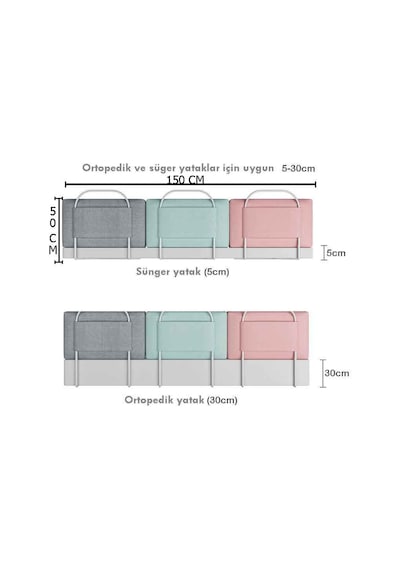 Babysafe Serenity Yeni Nesil Yatak Bariyeri Korkuluğu 120X50 CM