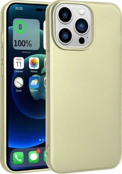 Apple Uyumlu iPhone 14 Pro Max Kılıf Zore Premier Silikon Kapak Gold