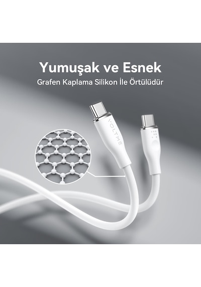 Voltme C2031 Powerlink Moss 100w Type-c Şarj Kablosu 1m 5a-beyaz