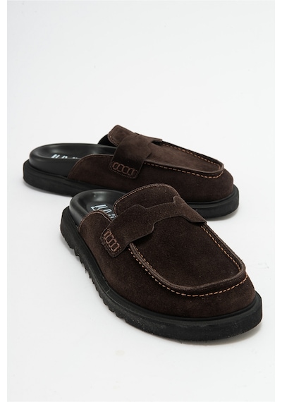 Luvishoes Luvi Shoes Laven Kahve Süet Hakiki Deri Kadın Terlik Kahverengi