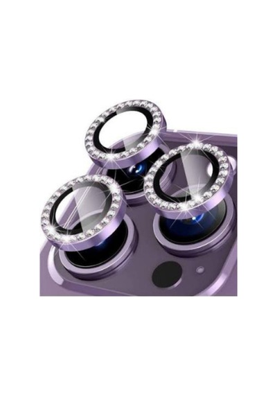 Apple Uyumlu iPhone 16 Pro Max Taşlı Kamera Lens Koruyucu Mor