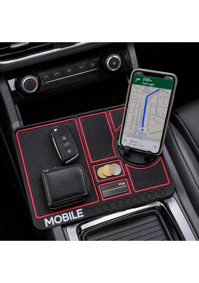 Araç İçi Kaydırmaz Silikon Organizer Mat Telefon Standlı Konsol Düzenleyici