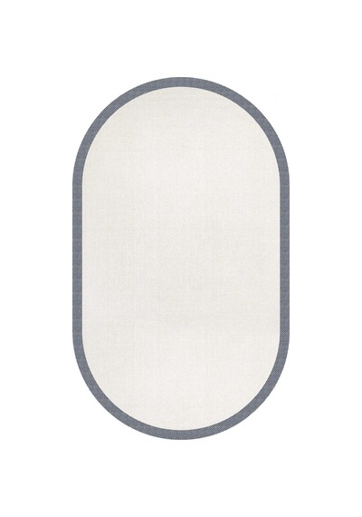 Natura Sisal Hasır Görünümlü Çerçeveli Oval Halı Ntr17 Lacivert-krem