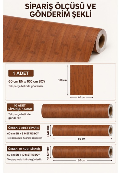 Deconitte Kendinden Yapışkanlı Koyu Ahşap Desenli Premium Mobilya Dolap Masa Tezgah Dekoratif Kaplama 60x100cm