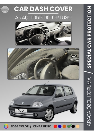 Renault Clıo 2 Ekranlı + Çukurlu 2001-2012 Torpido Örtüsü Ön Göğüs Koruma Torpido Koruma - 542 Stiloto