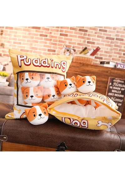 Tineke 8 Li Peluş Kedi Yastığı Seti Minik Yumuşak Kedi Oyuncağı Ve Uyku Arkadaşı Sarı