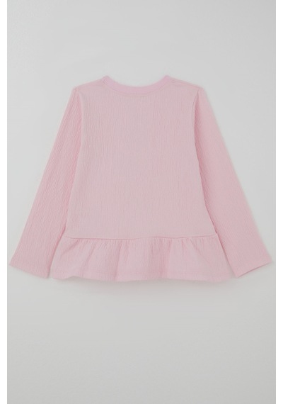 Breeze Kız Çocuk Uzun Kollu Bluz Fiyonk Aksesuarlı 4-8 Yaş , Pembe