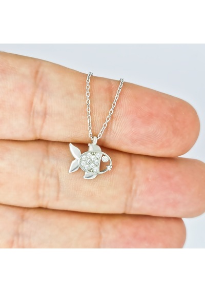 Gümüş Mini Taşlı Balık Kolye G1566kl Altınsepeti