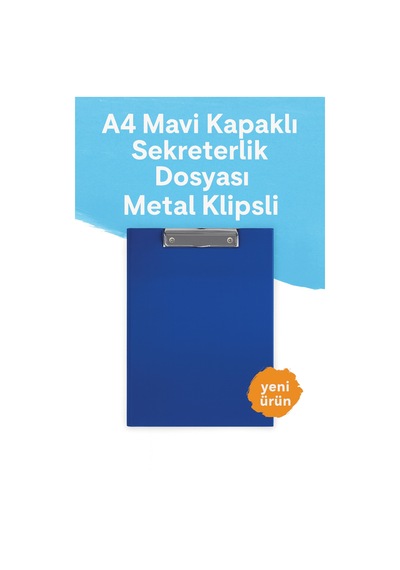 A4 Mavi Kapaklı Sekreterlik Dosyası Metal Klipsli