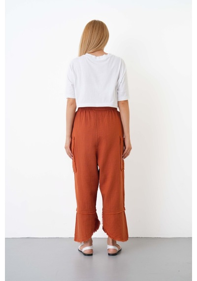 The Voler %100 Pamuk Müslin Şalvar Pantolon Kadın Yüksek Bel Oversize Rahat Kesim Cepli Siyah Yazlık Pantolon Kiremit The Voler %100 Pamuk Müslin Şalvar Pantolon Kadın Yüksek Bel Oversize Rahat Kesim Cepli Siyah Yazlık Pantolon Kiremit