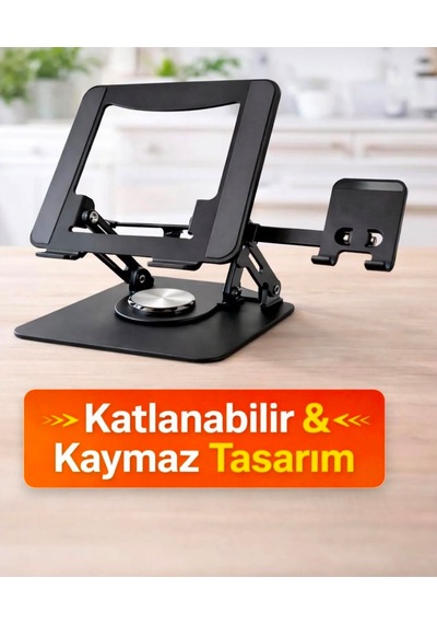 2si 1 Arada Metal 360 Dönebilen Ayarlanabilir Laptop Tablet Telefon Tutucu Kaymaz Tabanlı Çok Amaçlı Stand