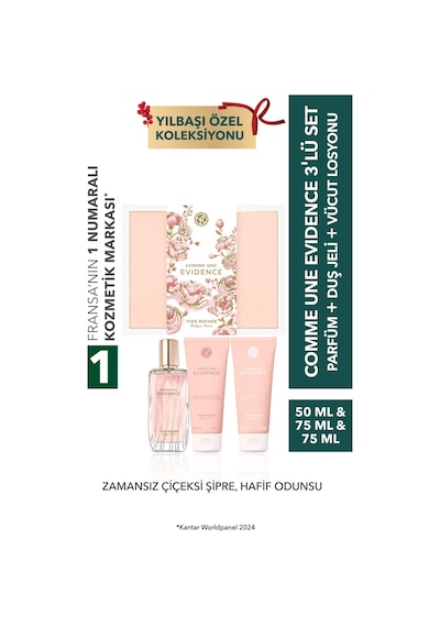 Yves Rocher Comme Une Evidence 3'lü Set Edp 50 Ml + Parfümlü Duş Jeli 75 Ml + Parfümlü Vücut Losyonu 75 Ml Diğer