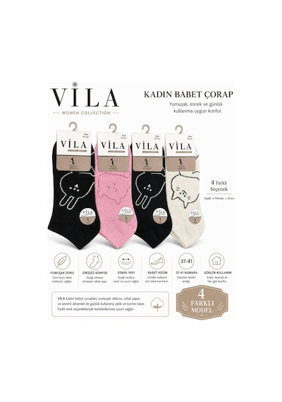 Vıla Kadın Renkli Soft Patik Çorap 6'lı Çok Renkli 1 Çok Renkli 1