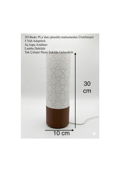3d Tasarım Modern Gece Lambası 30 Cm Büyük Boy Geometrik Masa Lambası Bordo