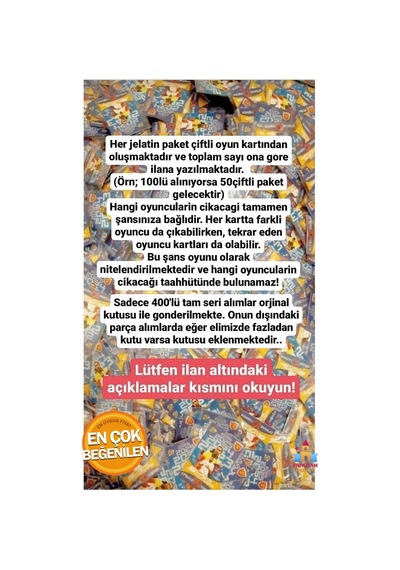 Süper Final Futbol Oyun Kartları 10. Yıl Güncel Transferler - 200 Adetlik 100 Paket Kart Seti