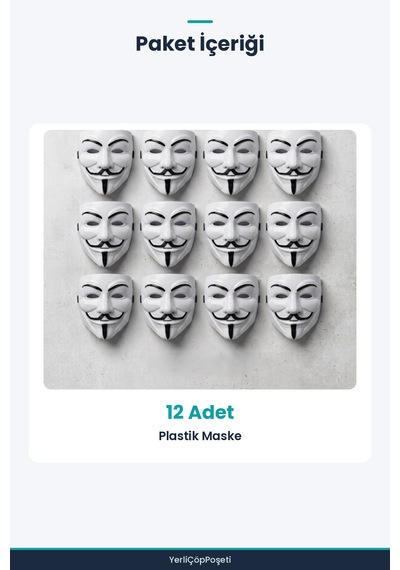 Maske 12'li Paket - Plastik Yetişkin