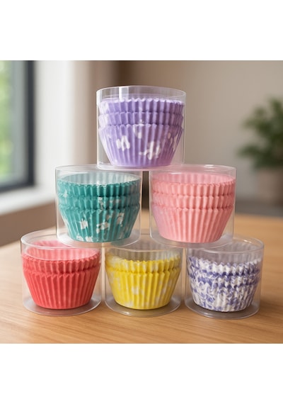 100adet Renkli Cupcake & Muffin Kağıdı - Yağ Geçirmez - Karışık Gönderilir Çok Renkli