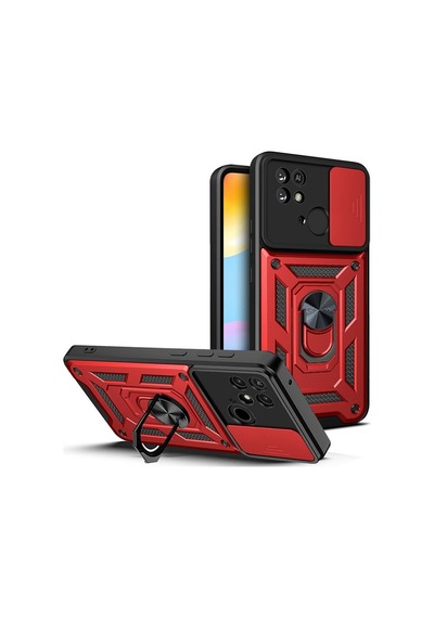 Xiaomi Redmi 10C Kılıf Pars Lens Sürgülü Yüzüklü Standlı Korumalı Kılıf