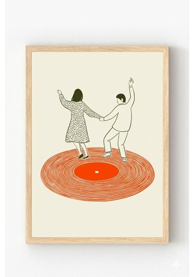 Lexroo Ahşap Çerçeveli Vinyl Dance Poster Çok Renkli