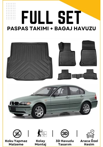 Bmw 3 Serisi E46 2003 Model Birebir Uyumlu Bagaj Havuzu+paspas Seti