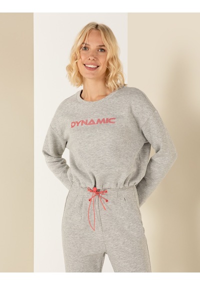 Pierre Cardin Gri Melanj Crop Top Sweatshirt 50254283-vr109