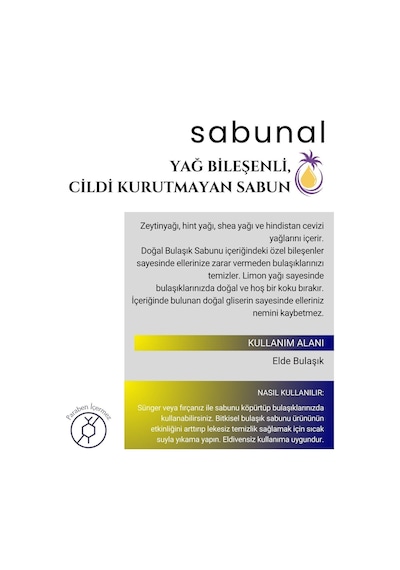 Sabunal Bulaşık Sabunu 4 Adet - Doğal Katkısız - Doğa ve Cilt Dostu El Yapımı Sabun