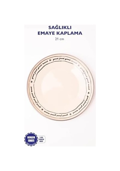 Mood Emaye Tabak Pasta Sunum Tabağı 21 Cm Açık Gri