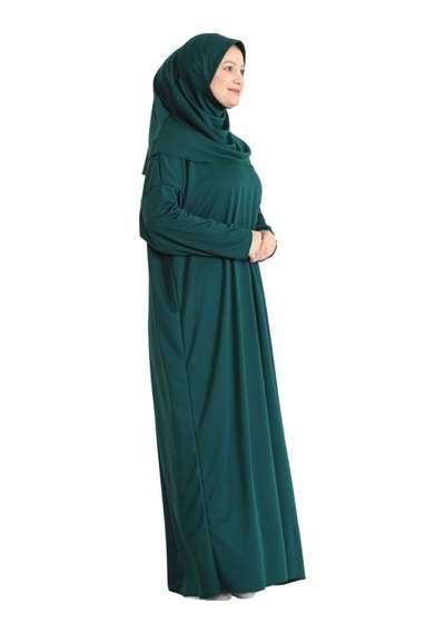Modish Group Namaz Elbisesi Eşarp Seccade Tesbih Set, İslami Giyim Takım Ferace Turban Şal Zümrüt Yeşili