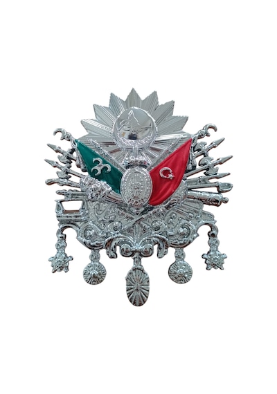 Osmanlı Devlet Arması Vidalı Kabartma Logo Küçük 10x8cm Krom Standart