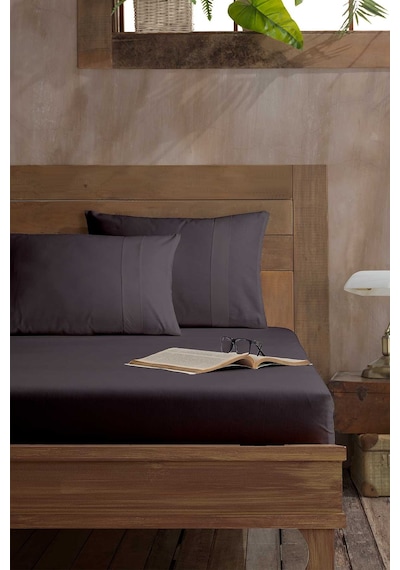 Elart Ranforce Fitted Tek Kişilik Çarşaf Pamuk 100x200cm Antrasit